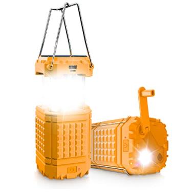 Imagem de Lanterna de Acampamento LED Elétrica com Manivela Solar Carregador USB para Celular Luz Sobrevivência Plegável Itens Essenciais Interrupção Energia Emergência