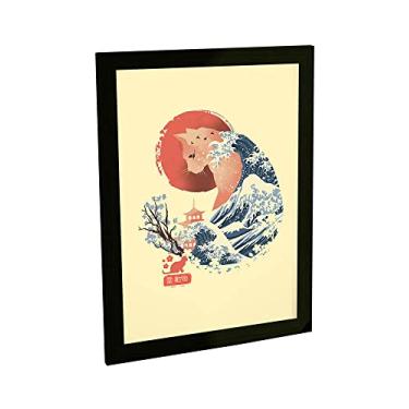 Imagem de Quadro Decorativo Gato Vaporwave Onda Kanagawa Tumblr