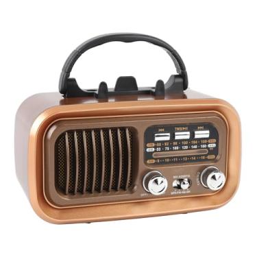 Imagem de Yunseity Rádio retrô Vintage Portátil, AM FM, BT, Cartão de Memória, Reprodução USB, Com Grande Painel Solar, Alta Eficiência de Carregamento, para Presentes de Decoração Vintage Antiga (GOLD)