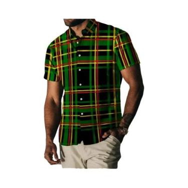 Imagem de Camisa Casual Vintage Havaiana Masculina Com Estampa Floral Arco-Íris 