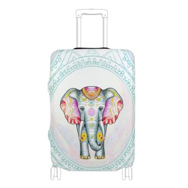Imagem de Joisal Capas de mala para protetores de bagagem, cores protetoras, essenciais de viagem, aquarela, elefante, branco, azul, P, serve para capa de 45 a 50 cm, Elefante em aquarela branco e azul, M 22-24