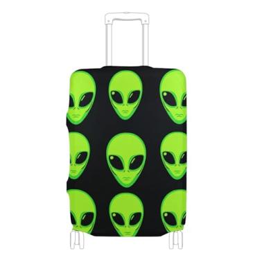 Imagem de Joisal Green Aliens Capa protetora de bagagem preta proteção personalizada acessórios de mala de viagem legal, P, serve para capa de 45 a 50 cm, Aliens verdes, preto, M 22-24 in, Capa de mala