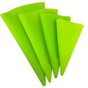 Imagem de Pacote com 4 sacos de confeitar de silicone, sacos de confeitar reutilizáveis de 10/12/14/40.6 cm, saco de creme de bolo de fondant de gelo para decoração, utensílios de cozinha e acessórios, verde
