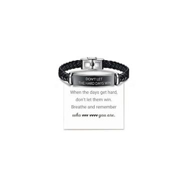 Imagem de Embtrem Pulseira Don't Let The Hard Days Win para mulheres e homens, pulseira gravada, motivacional, inspiradora, pequenas palavras, projeto, presentes para tempos difíceis, presentes, Large, Sem