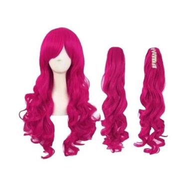 Imagem de Peruca De Cosplay Pinkie Pie Sintética Rosa Com Cachos Ondulados Anime