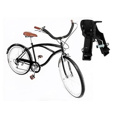 Imagem de Bicicleta Adulto Aro 26 Caiçara Estilo Retro Com Cadeirinha Preto