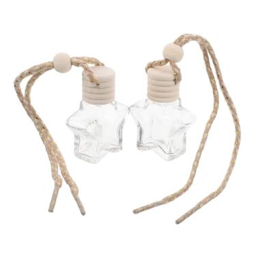 Imagem de ULTECHNOVO 2 frascos sofisticados de estrela para pendurar no carro, perfume, recarregável, difusor de vidro vazio para casamento, aromatizador de carro, recipiente de vidro para aromaterapia