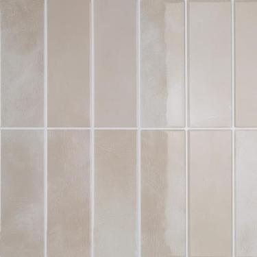 Imagem de CRE8TIVE 4 folhas bege para cozinha 30,5 x 30,5 cm, azulejo autoadesivo linear reto para cozinha, adesivo retangular de metrô para banheiro, lavanderia