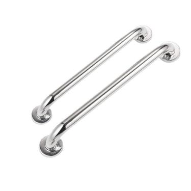 Imagem de Barra Alça Corrimão de Apoio Inox Banheiro Idoso 60cm 40cm Não Enferruja Segurança Para Sua Família, Durable Inox Material Resists Humidity in Brazilian Bathrooms(1 Barra de 60CM e 1 de 40CM)