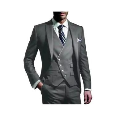 Imagem de Terno Masculino De 3 Peças Em Cor Sólida Para Casamento E Negócios, Co