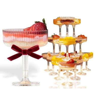 Imagem de JUUJCH Pacote com 20 torres de champanhe, torre de champanhe empilhável, transparente para casamentos, festas e formaturas, fácil de limpar e armazenar, uso externo/interno