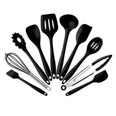 Imagem de Conjunto de Utensílios Cozinha Silicone com 10 Peças Antiaderentes Qualidade Alimentar Fácil Limpar Design Buraco para Suspensão Demandas Diárias Perf
