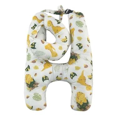 Imagem de Almofada em Formato H com Apoio para Pescoço – Infantil e Adulto – Para Dormir em Viagens e Descanso(Dinossauro)