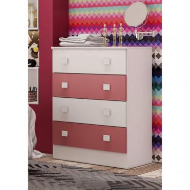 Imagem de Cômoda 4 Gavetas Siena Móveis Branco/rosa