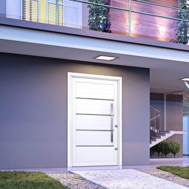 Imagem de Porta de Alumínio Pivotante com Friso 225cmx130cm Lucasa Eccellente Branco