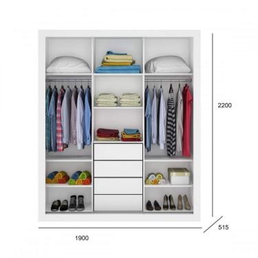 Imagem de Guarda Roupa Casal 3 Portas De Correr 4 Gavetas News Móveis Percasa Branco/carvalho