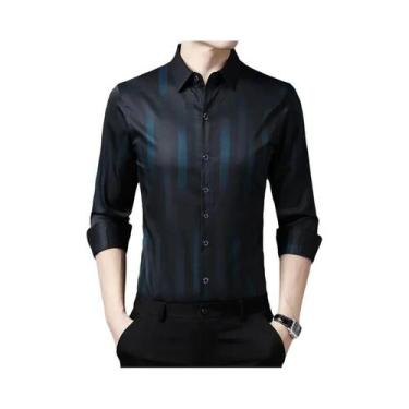 Imagem de Camisa Casual Masculina De Manga Longa Com Estampa, Confortável E Sem 