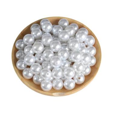 Imagem de Pulseira De Pérola Imitada ABS Branca Bege 3-20mm 10-1000pcs Com Furo 