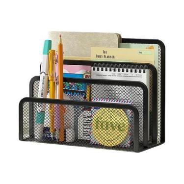 Imagem de Organizador De Correspondência De Mesa Em Metal Com 3 Divisórias Verti