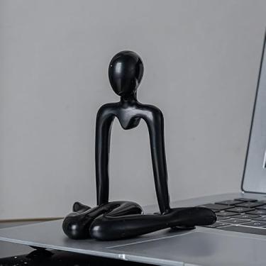 Imagem de Estátua de pensador de decoração de estante - Estatueta de escultura de pensador de leitura de arte abstrata, estética, decoração de casa moderna para sala de estar, prateleiras de escritório, mesa de