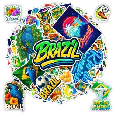 Imagem de BETANAS Pacote com 100 adesivos do Brasil, vinil de viagem, impermeável, cultura, alimentos, Rio de Janeiro, flores tropicais, papagaios, decalques de futebol para capacete, para-choque, carro
