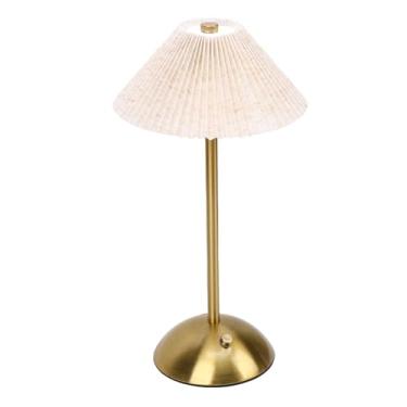 Imagem de Hyuduo Abajur Plissado, Abajur LED Recarregável USB Sem Fio Com Controle de Toque Em 3 Cores e Escurecimento Contínuo, retrô de Cabeceira para Sala de Estar (Linho Cinza)