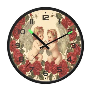 Imagem de SEHANY Lindo relógio de parede anjo silencioso sem tique-taque relógio redondo operado por bateria 30 cm controle de som luz noturna relógios de parede para sala de estar, cozinha, quarto, escritório