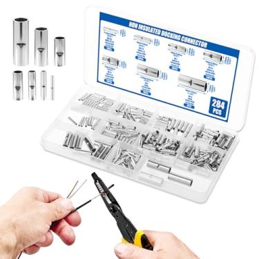 Imagem de Kit de conectores de extremidade não isolados 284 peças calibre 26-6 cobre vermelho estanhado conector de extremidade não isolado para eletrodomésticos carros barcos (prata)