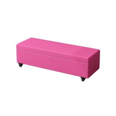Imagem de Banco Otomano De Armazenamento Couro Moderno Sapatos Retangular Com Assento Acolchoado Baús De Armazenamento De(Rose Red,120x45x40cm)