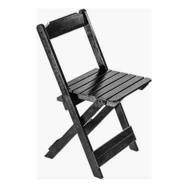 Imagem de Kit 2 Cadeiras Dobráveis de Madeira para Balcão e Bar, Envernizadas, Reforçadas – Ideais para Área Gourmet e Uso Comercial (Preto)