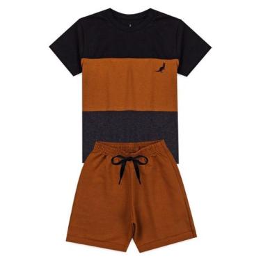 Imagem de Conjunto 2 Peças Infantil Roupa Menino Verão 2025 Básico Kangulu Algod