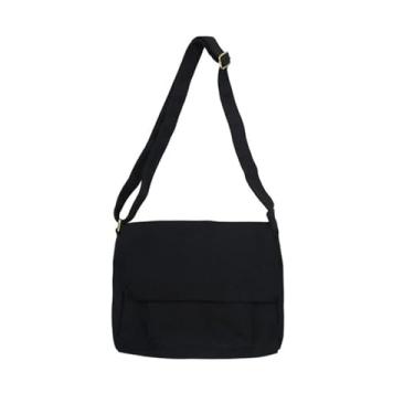 Imagem de MURVE Bolsas mensageiro femininas bolsas de lona casuais estudantes bolsa tiracolo minimalista, Preto, One Size