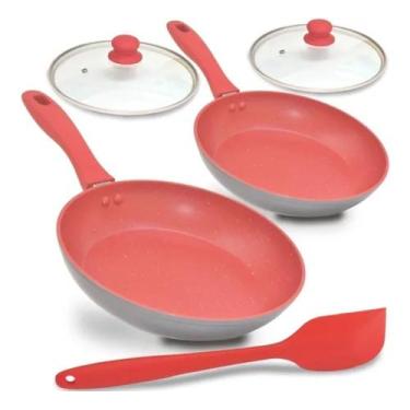Imagem de Kit Frigideira Antiaderente Cerâmica Premium 20 E 24cm Tampa 2 peças  