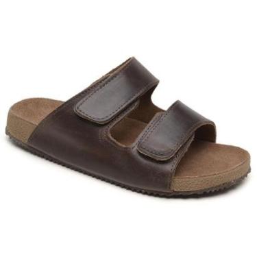 Imagem de Papete Casual Slide Couro Legítimo Fecho De Contato Conforto-Masculino