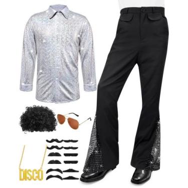 Imagem de Disfraz Mepase de los 70s para Hombres, Atuendo Disco Plateado para Ha