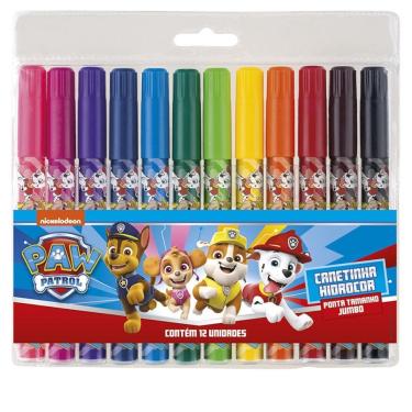 Imagem de Canetinha 12 Cores Patrulha Canina Ponta Jumbo Grossa - Tris