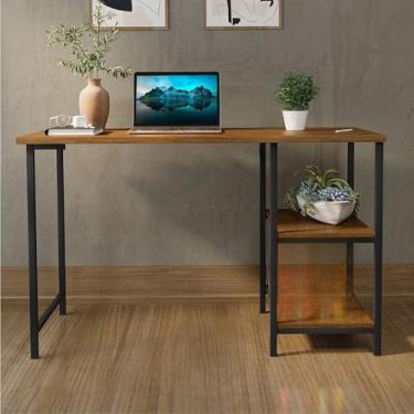 Imagem de Escrivaninha Mesa Office Estudo Estilo Industrial 110cm Móveis(Preto/Imbuia)