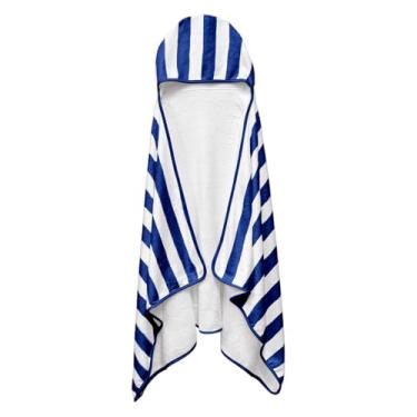 Imagem de Toalha de Banho Kids com Capuz Laço Bebê Listras (Azul Marinho)