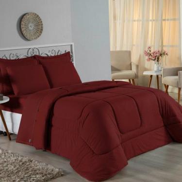 Imagem de Kit Edredom Dupla Face + Jogo de Lençol Queen Nobre 7 peças Malha 100%