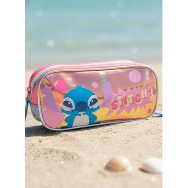 Imagem de Estojo Puket Infantil Triplo Lilo e Stitch Azul Ceu