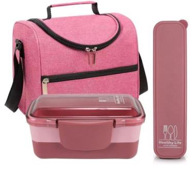 Imagem de Kit Completão Bolsa Térmica + Marmita 1100ml ou 950ml + Porta Talher J