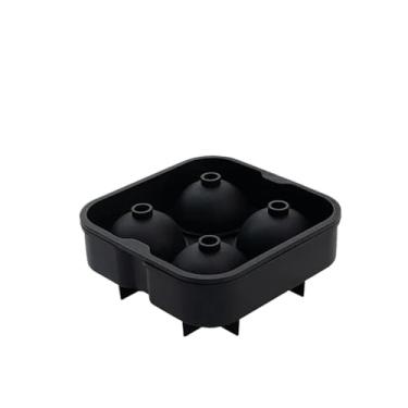 Imagem de Formas esféricas grandes 4/8 quadriculadas de uísque de gelo sem vazamento, bandejas redondas de silicone fáceis de encher e liberar ferramentas para fazer bolas de gelo (cinza, pequeno)