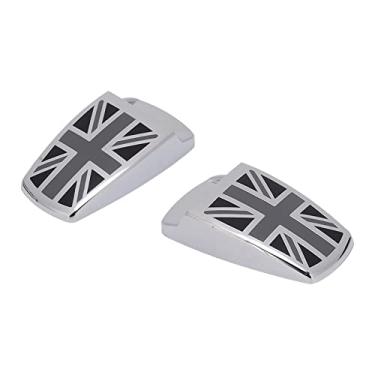 Imagem de Keenso Tampas do Limpador de Pára-, Acabamento da Tampa do Bocal de Spray Limpador capô Dianteiro, Design Union Jack de Aço Inoxidável 304 Com Instalação Não Destrutiva, para 1ª