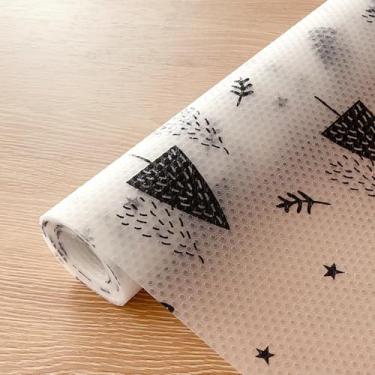 Imagem de XUNYUQI Forros de prateleira não adesivos para armários de cozinha, forro de gaveta - Material EVA durável com padrões, à prova de óleo, à prova d'água - Fácil de limpar e cortar (preto, 44,5 cm L x