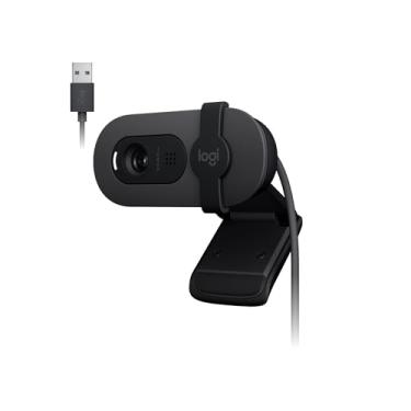Imagem de Webcam Full HD Logitech Brio 100 com Microfone Integrado, Proteção de Privacidade, Correção Automática de Luz e Conexão USB-A - Grafite