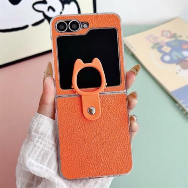 Imagem de Capa de celular em formato de anel para Samsung Galaxy Z Flip 7/6/5/4/3, capa protetora à prova de choque, laranja, para Galaxy Z Flip 4