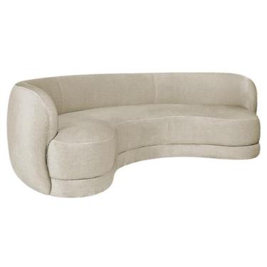 Imagem de Sofá Curvo 3 Lugares Sala De Estar Recepção Noruega 180cm Suede - Doce