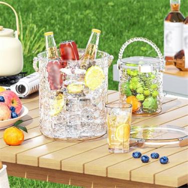 Imagem de Balde de gelo de festa com alça ideal para bar de coquetéis, festas, vinho gelado, banheira de champanhe (transparente, pequeno)
