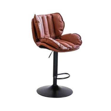 Imagem de Banqueta de cozinha de aço inoxidável, banco de bar giratório, banco alto, encosto de bar, cadeiras de bar (vermelho)