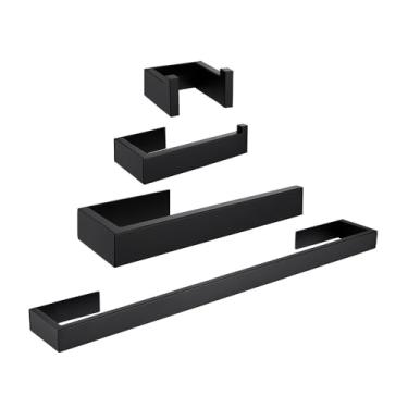 Imagem de Conjunto de acessórios de banheiro preto, kit de ferragens para montagem na parede, suporte de toalha de mão, suporte de papel higiênico, suporte de papel higiênico, trilho de gancho, 1